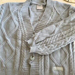Taylor Swift Tortured Poets Cable-Knit Cardigan Sweater Gray XL/2XL
